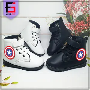 Sepatu Boots Anak Laki Laki Motif Captain Amerika / Sepatu Boots Tali Perekat Anak Cowok Superhero Trendy / Sepatu Balita Boots Anak Pria Keren Fashion Sporty