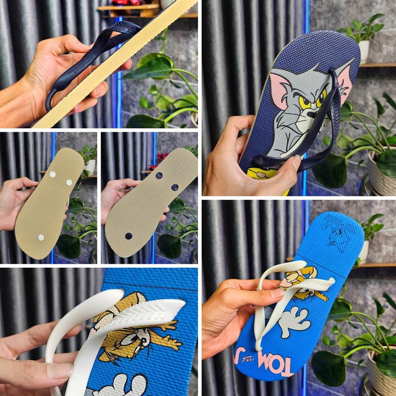  Dép Kẹp-Tông FullBox Dép Nam Hình in  Tom and Jerry - Sói Già  Đế Cao Su Nguyên Khối Chống Trơn Trượt Lâu Mòn Thích Hợp Đi Biển-Đi Mưa DéP Đế Bằng 