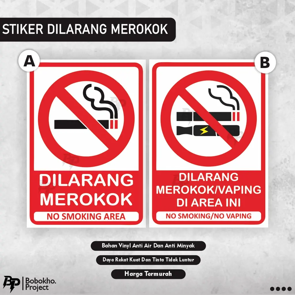 Stiker dilarang merokok / Stiker No Smoking Area / Stiker Dilarang Vape / Stiker No Vaping Area / Stiker Vaping / Stiker Smoking