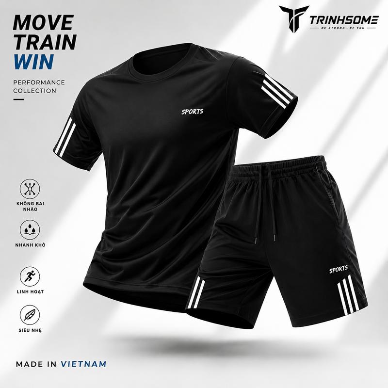 Bộ Đồ, Set Quần Áo thể Thao Nam Nữ, Không Bai Nhão, Bền, Sport Tập Gym Tập Thể Dục Thun Mát Mẻ, Co Dãn, Chạy Bộ, Cầu Lông, Gym, Bóng Đá. Mã: 3S