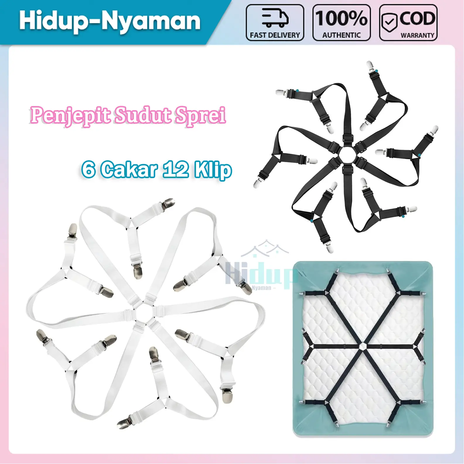 【Ready Stock】6 Cakar 12 Klip Penjepit Sudut Sprei Jepitan Sprei Pengait Sudut Sprei