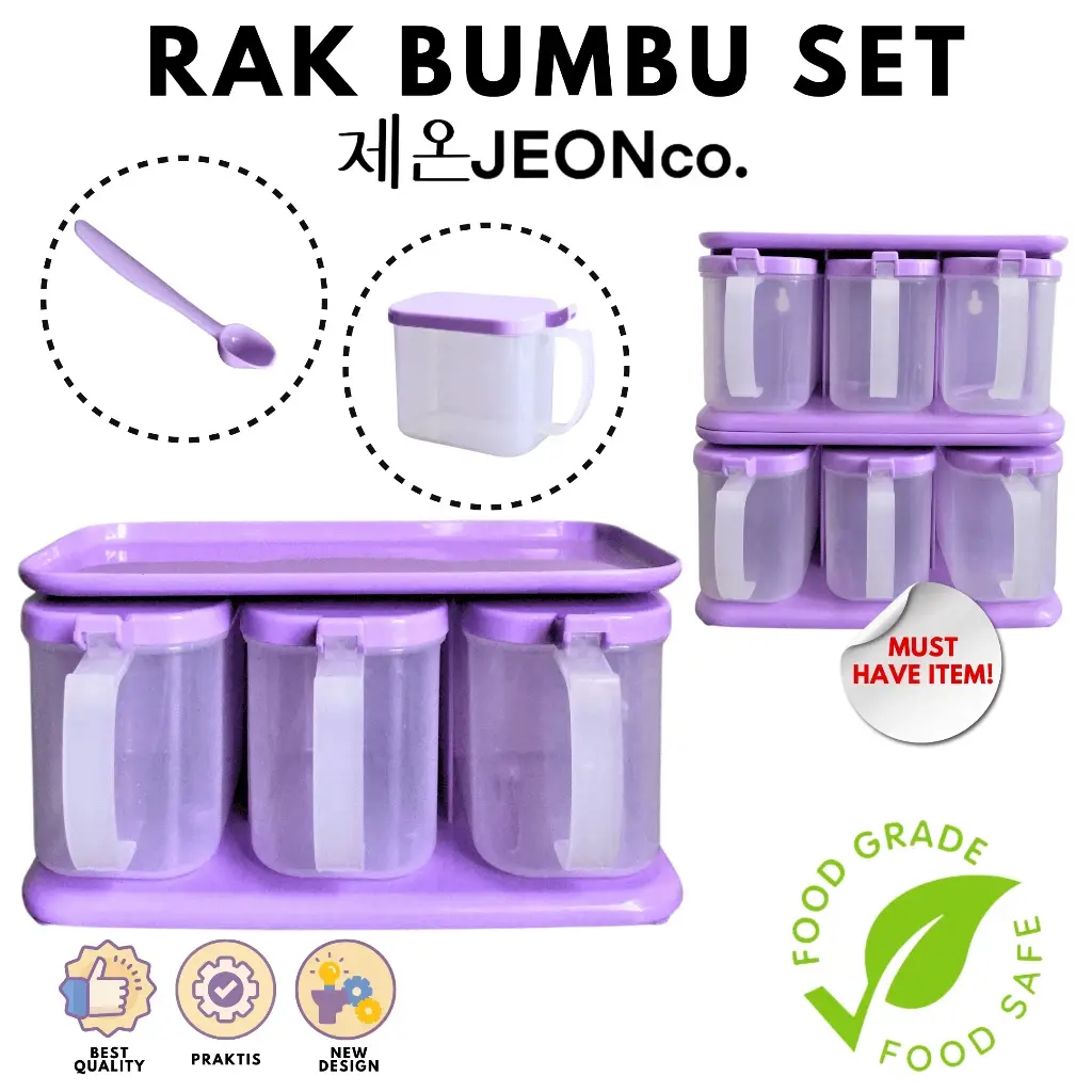 Wadah bumbu set ungu jeon tempat bumbu 1 set