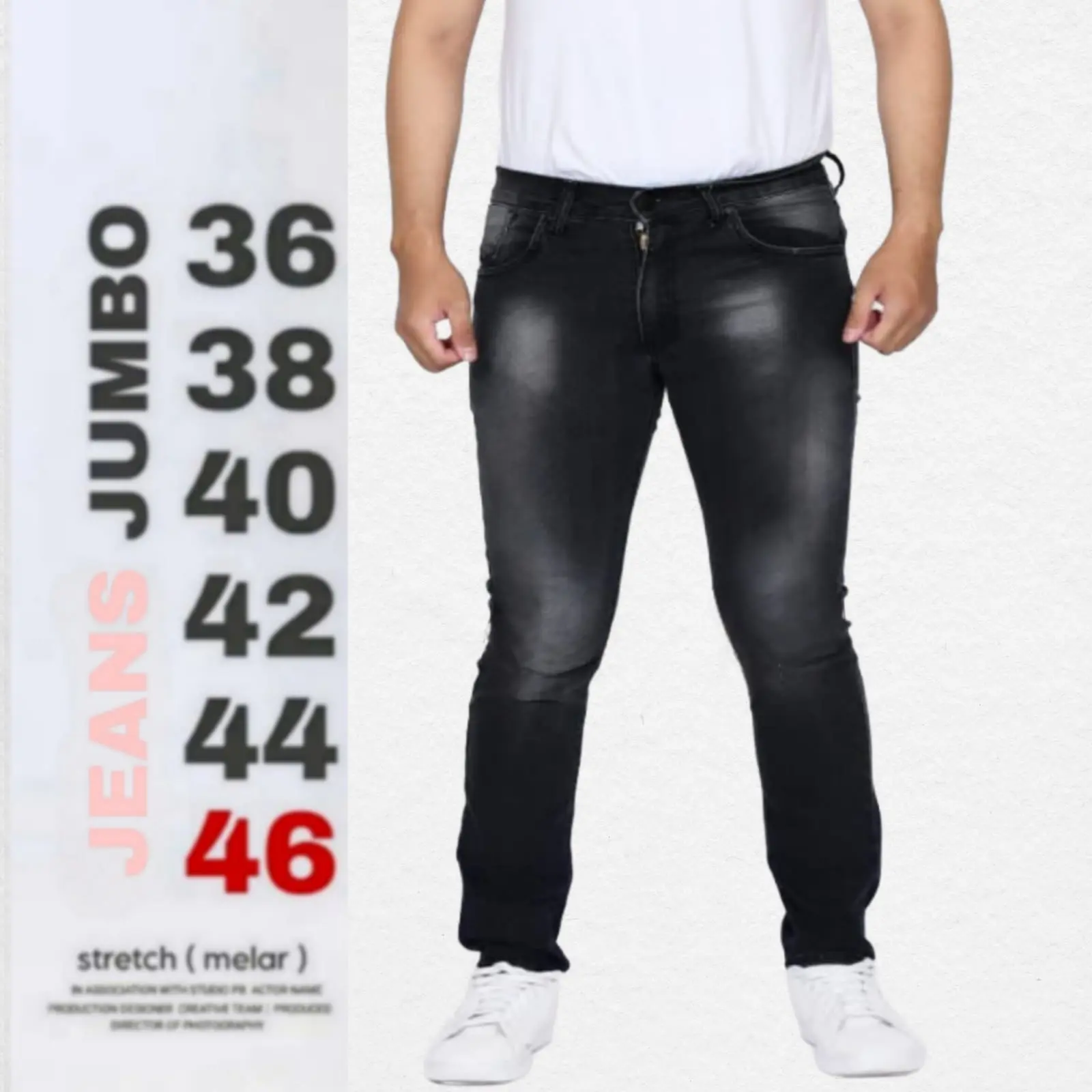 BIGSIZE - Celana Jeans Jumbo Pria Big Size Melar Street Slimfit Jeans Black Jazz Premium Original 36-48 Bandung Denim High quality