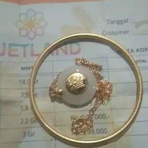 PAKET Kalung Liontin Giok + Gelang  Polos
