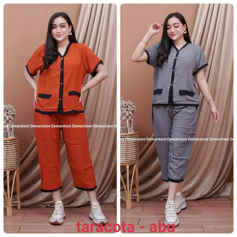 PAKET HEMAT 2 PCS 80RB one set croptop setelan wanita kekinian baju santai tangan pendek daily ootd bahan RAYON 3