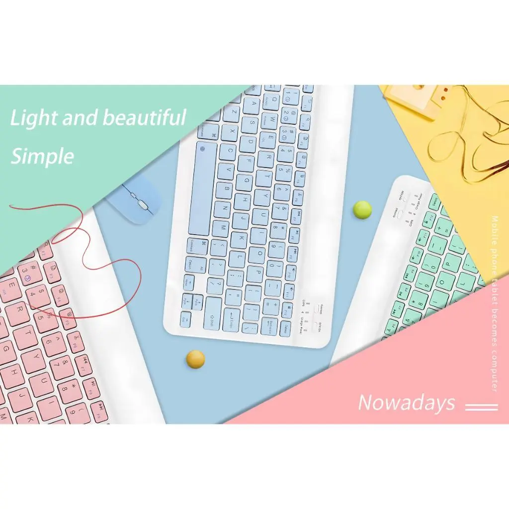Keyboard Mouse 10 Inch 3 in 1 Wireless Bluetooth Set Lightweight Portable Computer Kabel Tablet