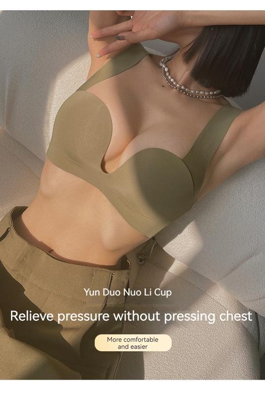 Product Introduction of Internet Celebrity Designer Hot Seamless Underwear Breast Holding Adjustable Bra Set Wireless Small Chest Push up and Anti-Sagging Sexy Bra Female Summer 9