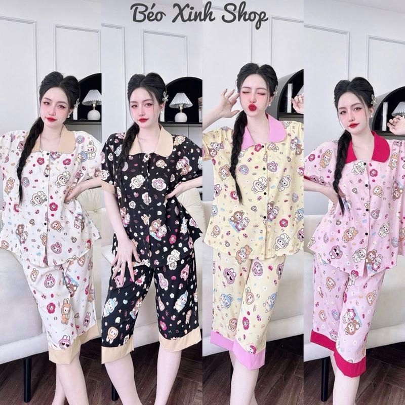 Đồ Bộ - Đồ Ngủ Lửng Pijama Bigsize 50-100kg Vải Lụa Nhật Mềm Mịn Mát Nữ Women Quần Ngủ Áo Ngủ - A.5202