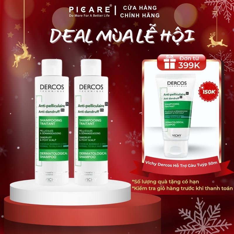  Bộ Đôi 2 Dầu Gội Vichy Sạch Gàu Cho Da Đầu Dầu Ngứa Dercos Anti Dandruff 200ml  Nữ Dưỡng Tóc Women Chăm Sóc Tóc Đu Đủ 