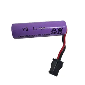 YS Batre Cas Mobil RC batre mainan type 14500 Li-ion 3.7V 500mAh dengan Konektor Merah Hitam
