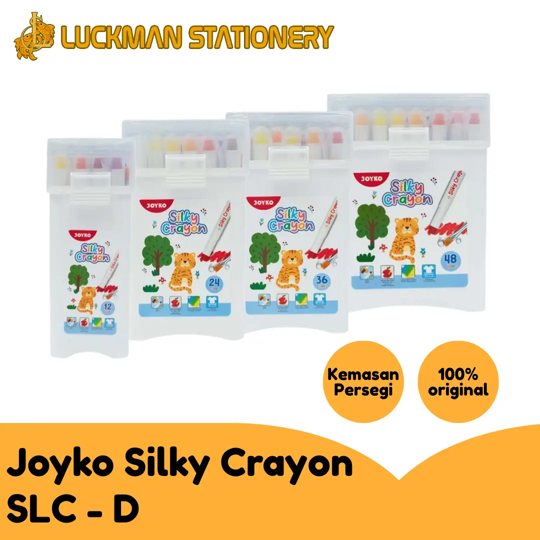 [SET] JOYKO CRAYON SILKY SLC-D FREE KUAS KRAYON HALUS 12 24 36 48 WARNA / KRAYON WARNA [LUCKMAN STATIONERY]