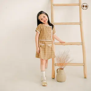 Marves Leora Setelan Baju Rok Anak Perempuan Bahan Tweed Usia 2 Hingga 14 Tahun Korean Style