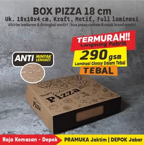 Box Pizza 18 cm Kraft Motif Menarik Full Laminasi Dalam