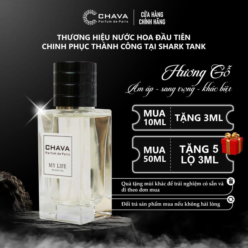 [Nước Hoa Độc Bản Hương Gỗ, Tiêu ] C CHAVA LUXURY MY LIFE - Mùi Hương Trầm Ấm, Sâu Lắng, Tinh Tế - Phong Cách Chân Thật, Trưởng Thành, Cảm Xúc - Chính Hãng, Lưu Hương Lâu 6-8h/Da & 3-7 Ngày/Quần Áo, Tiêu Chuẩn Pháp, Perfume Xịt Thơm Cosmetic