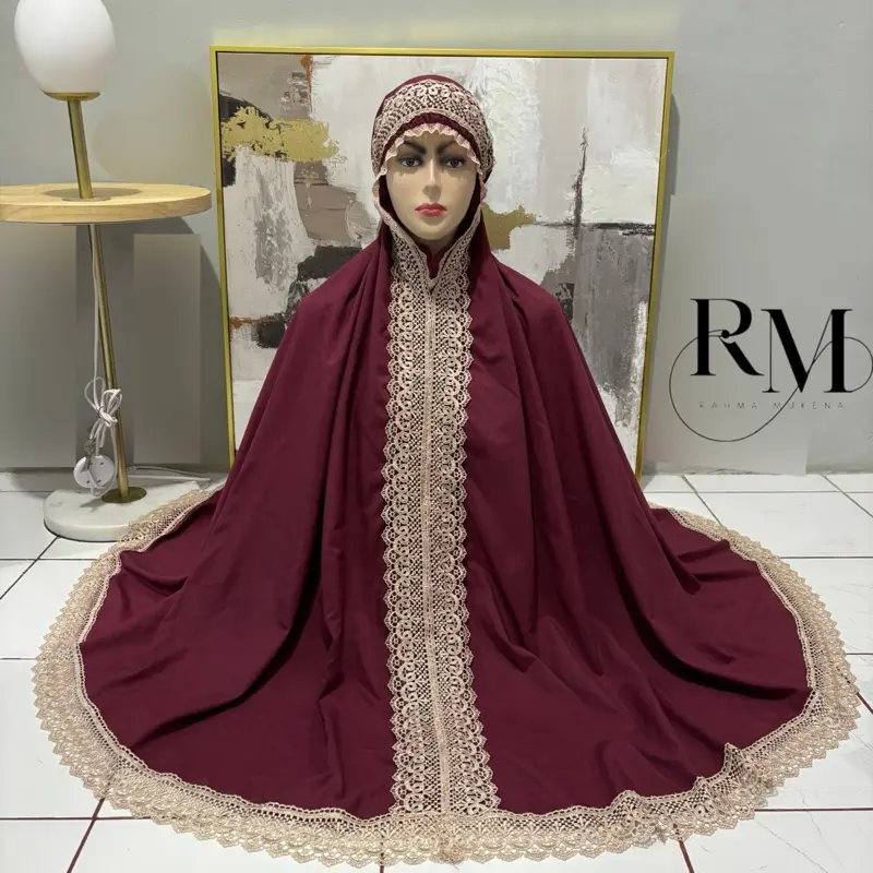 Mukena Dewasa Katun Mikro Renda Grasella Milo Full Renda KD Atasan Lembut - Cantik, Muslim