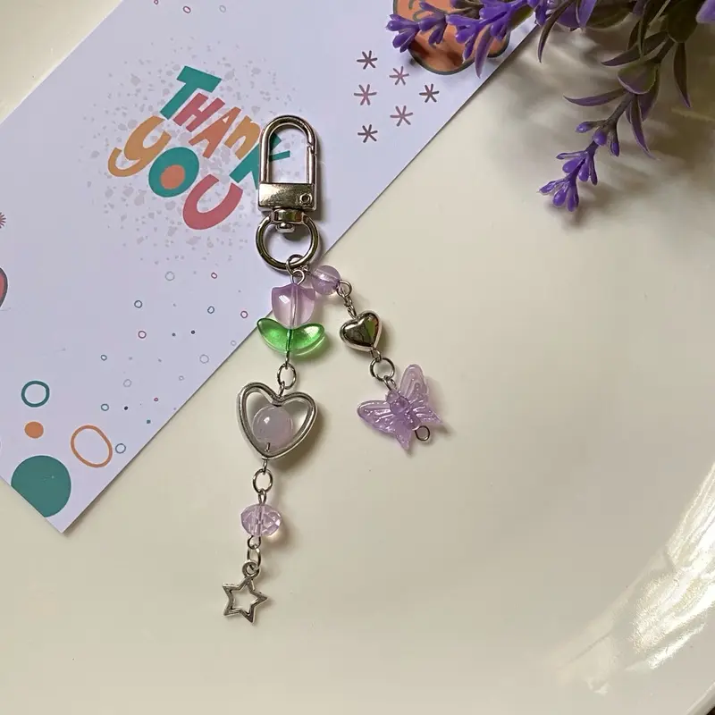 Gantungan Kunci Charm Tulip Aesthetic | Bag Charm manik aesthetic | Gantungan Hp Flashdisk 3