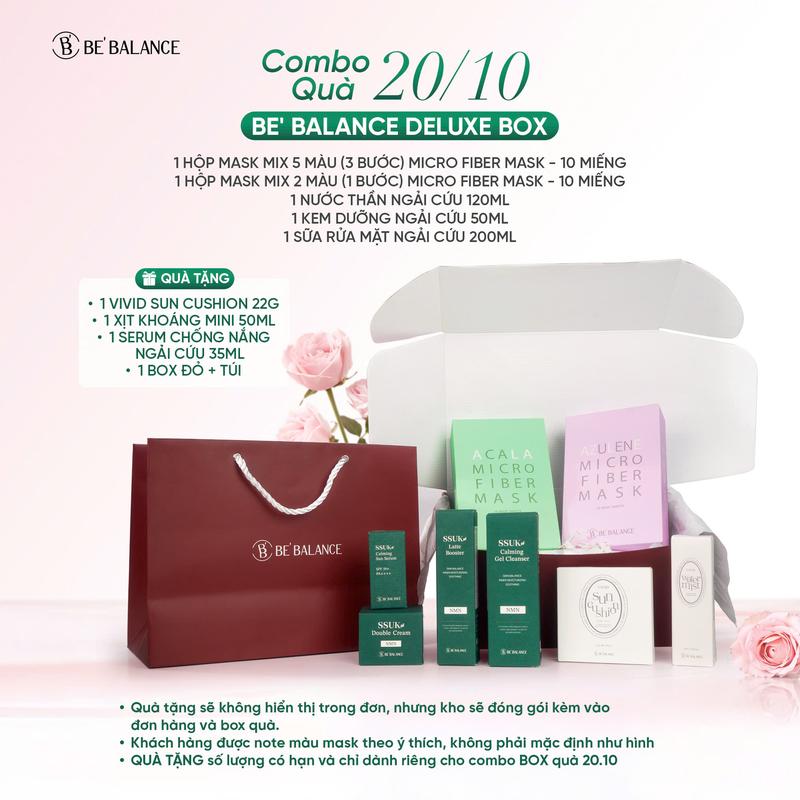 [BOX ĐỎ] Combo Quà 20.10 BE' BALANCE DELUXE BOX - 2 Hộp Mask + Full Set SSUK Ngải Cứu Tặng Cushion + XK mini + Sun Serum