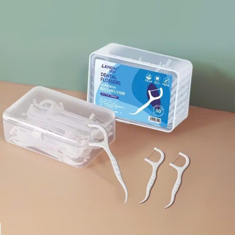 Hộp 50 Chiếc Tăm Chỉ Nha Khoa Vệ Sinh Kẽ Răng Chuyên Dụng, Tăm Chỉ Nha Khoa Giúp Lấy Thức Ăn Thừa Dễ Dàng Hơn Không Làm Thưa Răng