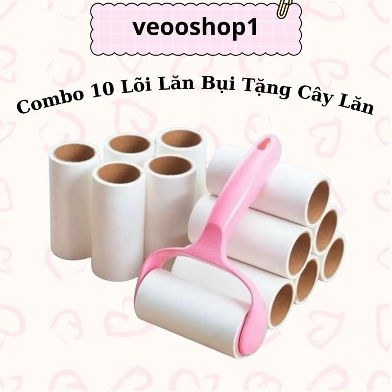   Loại 20 tờ  Combo 10 Lõi Lăn Bụi Tặng Cây Lăn - Cây Lăn Bụi Làm Sạch Quần Áo Chăn Ga Gối Đệm Thanh Lăn Lông Chó Mèo Sofa 