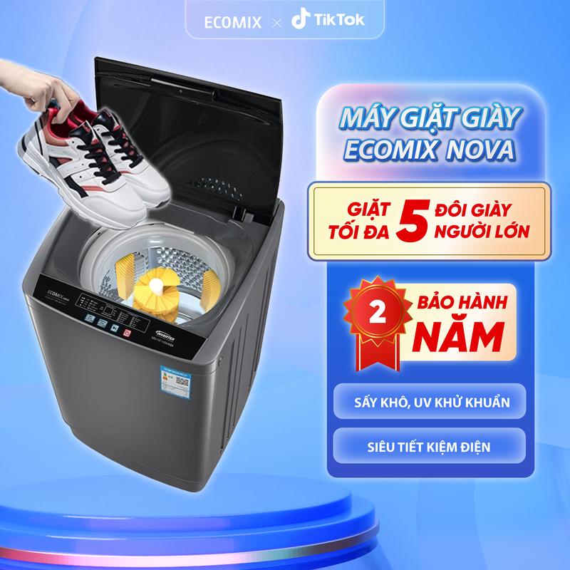  Máy giặt giày dép ECOMIX nova tự động 100% thế hệ mới Sấy khô UV khử khuẩn Tiết kiệm điện - Bảo hành 2 năm 