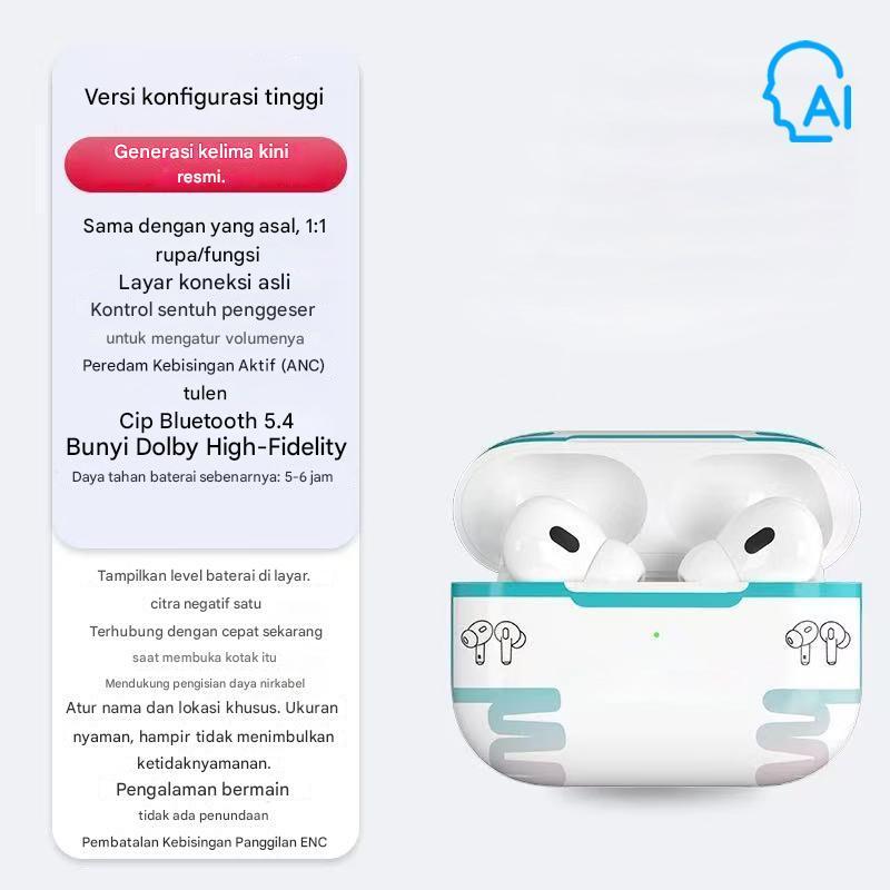 AI TWS Original TWS Earphone Nirkabel Bluetooth 5.3 Dual MIC Stereo Noise Reduction Bass HIFI Touch Control Earbuds