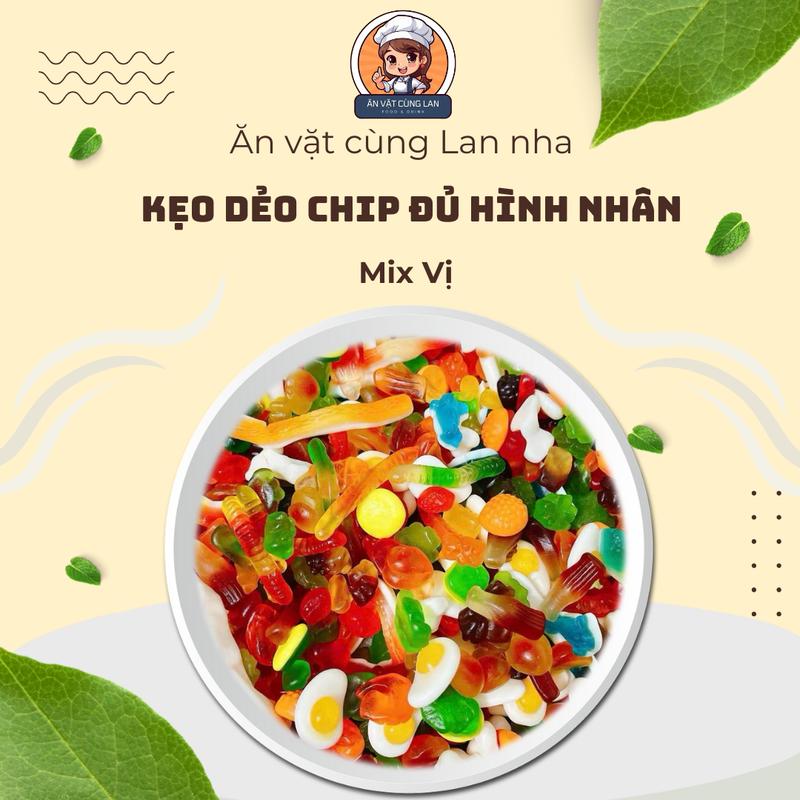 Kẹo Dẻo Chip Đủ Hình Nhân Mix Vị Siêu Ngon Ăn Vặt Gletin Hữu Cơ Thơm Ngọt Cho Trẻ Em & Người Yêu Thích Món Ngọt