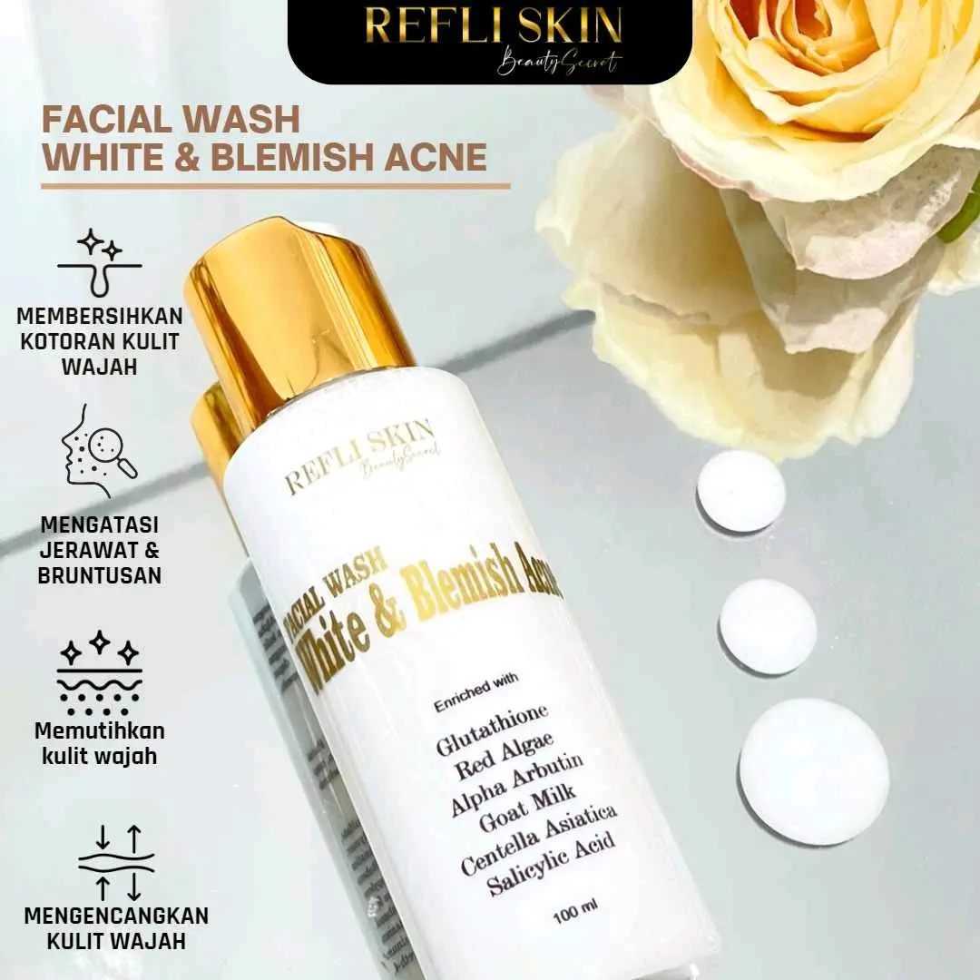 FACIAL WASH WHITE BLEMISH ACNE 100ML REFLISKIN Acid Arbutin Muka