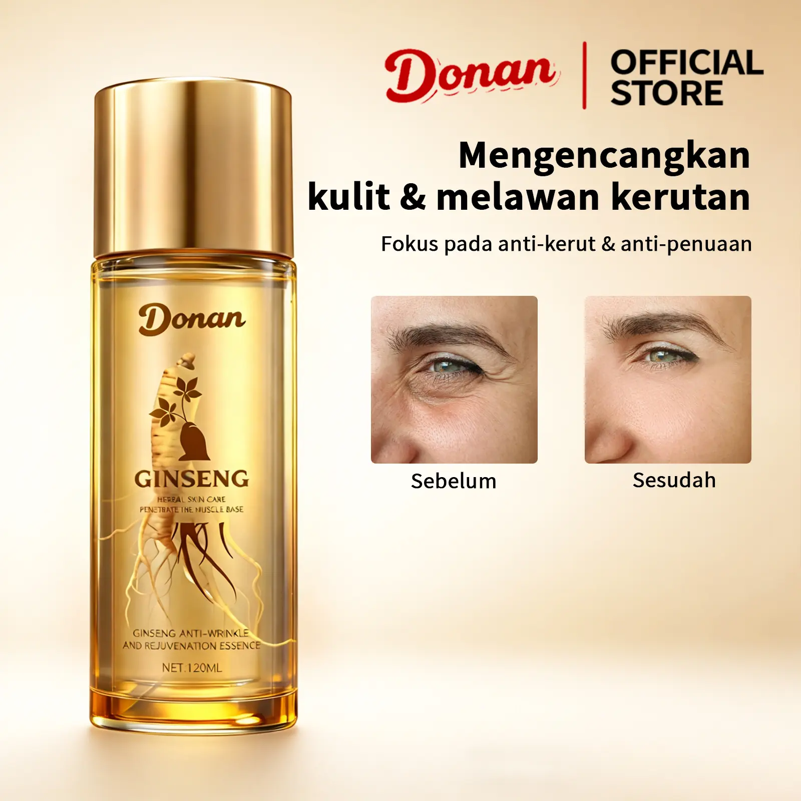 Donan Serum Anti Aging Ekstrak Ginseng – Samarkan Keriput, Kencangkan Kulit, Wajah Tampak Lebih Cerah & Glowing