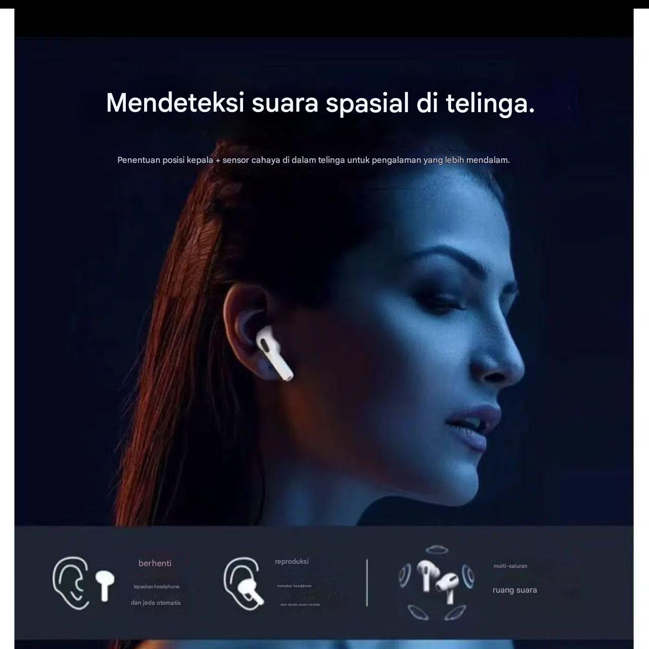 AI TWS Headphone Nirkabel Earphone Bluetooth-kompatibel 5.3 Headset Tahan Air dengan Mikrofon untuk Xiaomi iPhone Earbud