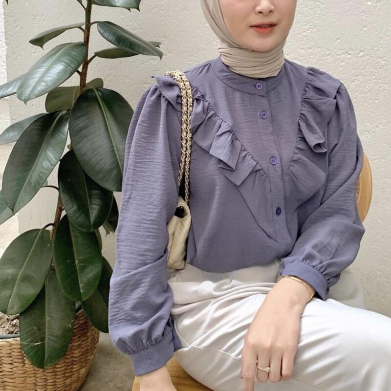 Cala Blouse Crinkle Kemeja Kerja Kemeja Blouse Wanita Terbaru Nyaman 0
