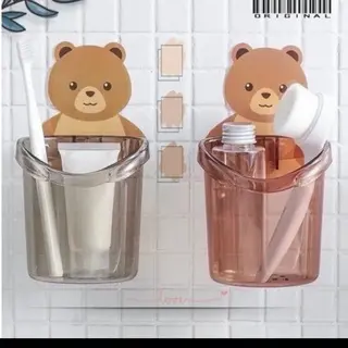 Tempat Sikat Gigi Bear/Tempel Dinding/ Holder Kamar Mandi Odol Brush