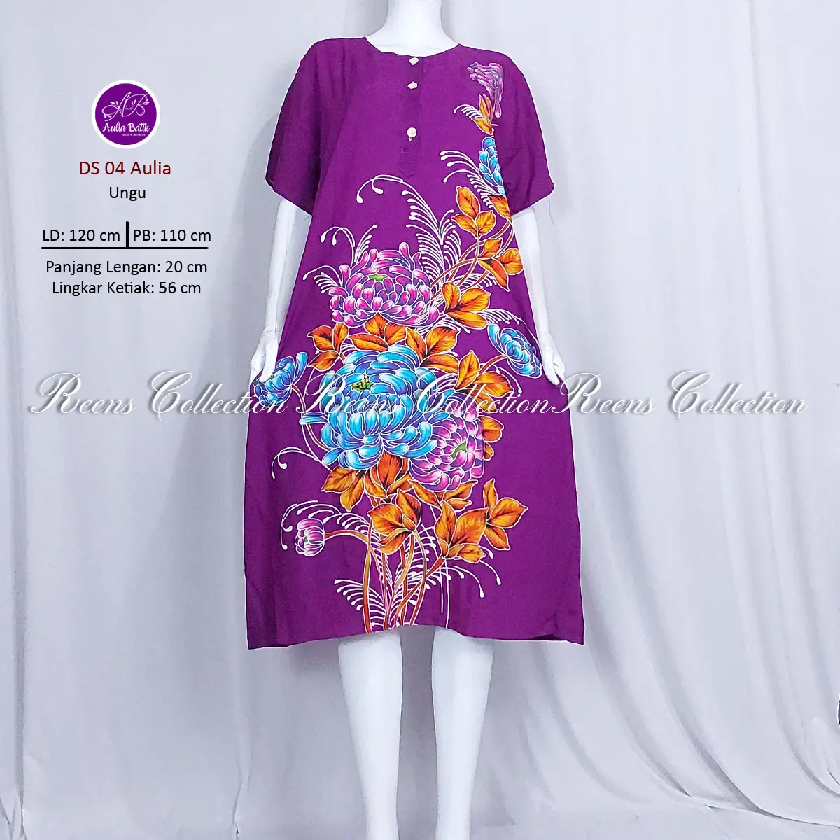 Batik Aulia Daster 04 Batik Print | Daster Lengan Pendek Di Bawah Lutut kancing Depan Busui 1 Kantong Bobok Bulat Kerah Rayon daster  viral Wanita Bumil Ibu Menyusui Motif Nyaman Tebal