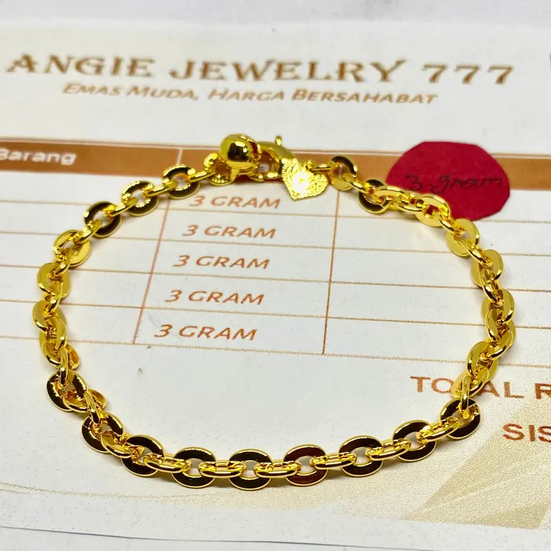[TERLARIS] Gelang Tikar Goldtone Jumbo – Kilau Emas Muda yang Abadi Default