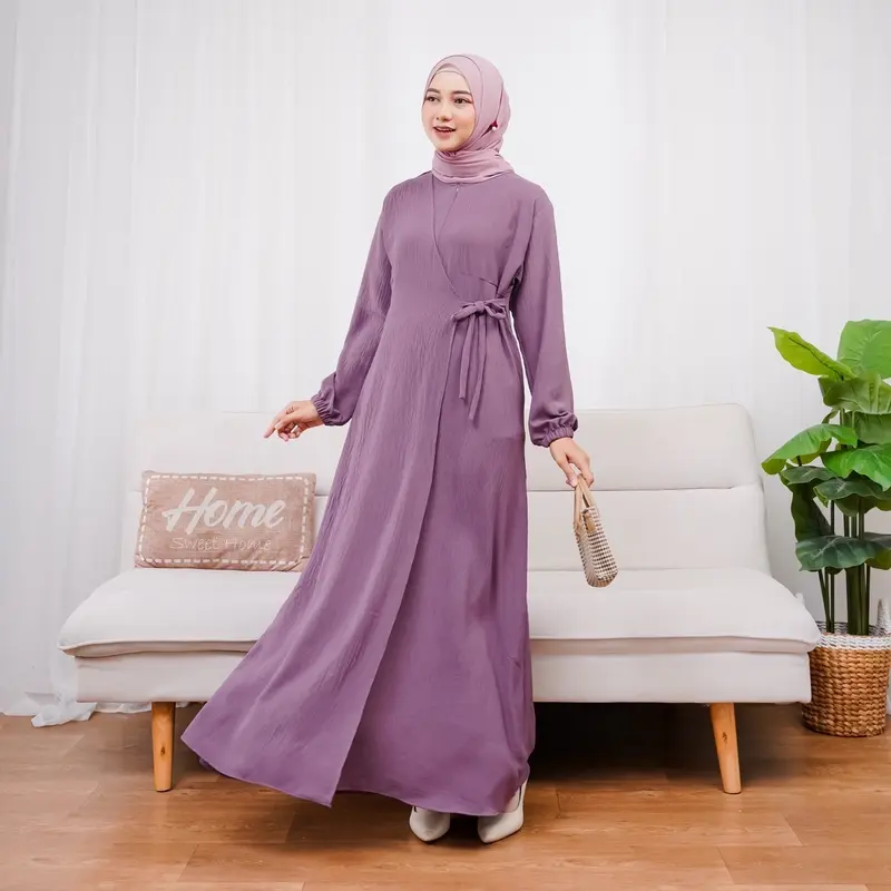 AZZARA Gamis Dress Wanita Crinkle Airflow Muslim Panjang Lebaran Maxi 3
