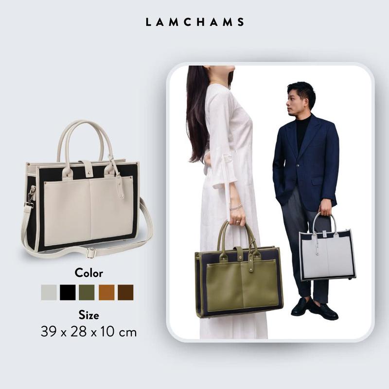 LAMCHAMS THE ELEGANT S39 TOTE – Túi tote thời trang unisex – Chống sốc đựng laptop 16 inch – Da PU nhập khẩu cao cấp