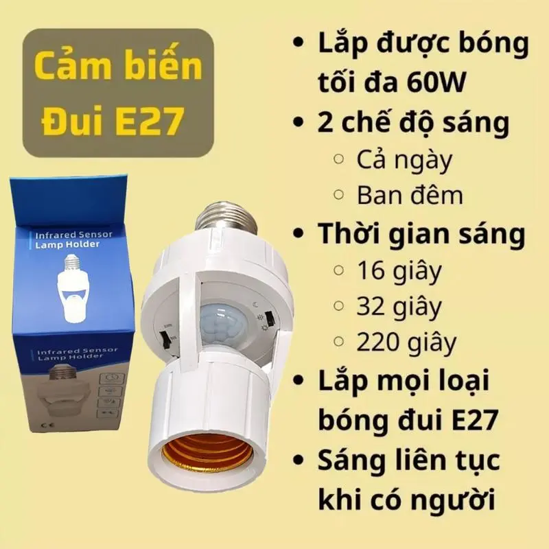 [Tặng bóng 30w] Đui đèn cảm ứng tự sáng khi đến gần, công tắc cảm biến hồng ngoại, đui xoáy E27 sử dụng dc các loại bóng xoáy đui  đèn  cảm  ứng  chuyển  động