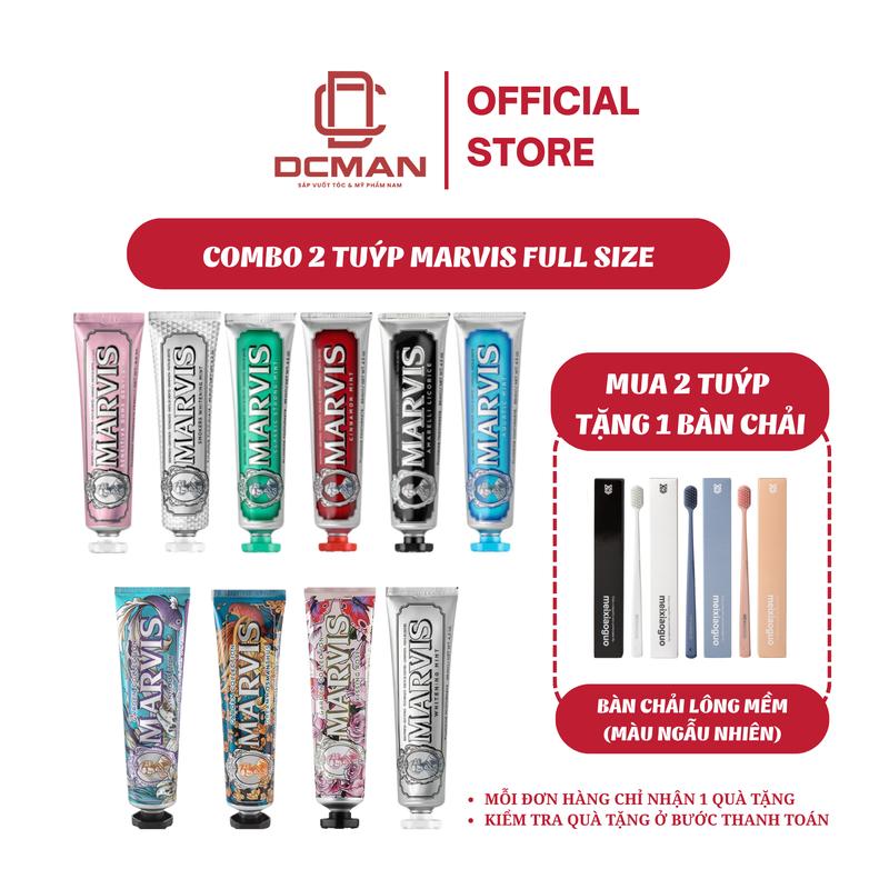 TẶNG QUÀ Combo 2 Tuýp Kem Đánh Răng Marvis Chính Hãng Ful Size Italia Hỗ Trợ Làm Trắng Răng Tặng Bàn Chải Lông Mềm