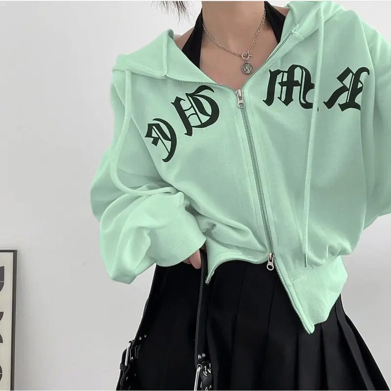 Hoodie JAPANESE Ziper Wanita Oversize | Jaket Sweater Double Ziper Wanita Korean Style 5