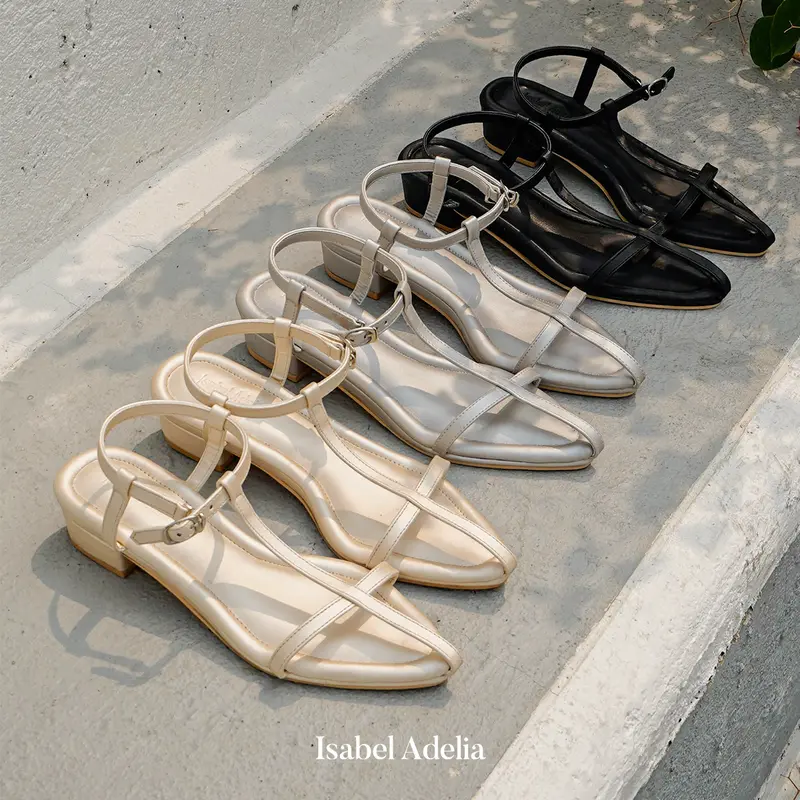Isabel Adelia TANSY Heels Tali Wanita Sepatu Kondangan Elegan Hak Tahu 3 cm Kekinian Korean Style 1