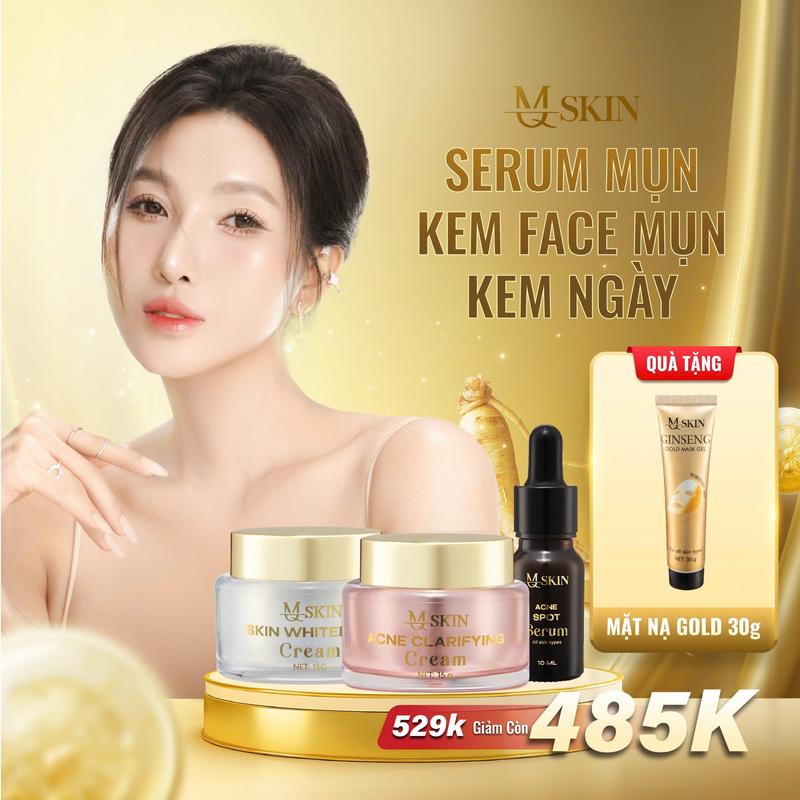   Combo Mụn - Dưỡng Trắng   Kem Face + Cao Mụn + Serum Mụn - Hỗ Trợ Cải Thiện Tình Trạng Da Đen  Mụn  Thâm   Tặng tuýp thải chì    Làm Đẹp Da  MQ SKIN  