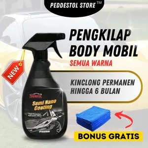 Spray semi nano ceramic coating pengkilap body mobil pelindung cat hydrophobic Paint effect daun talas insta sparkling car by peddestol store