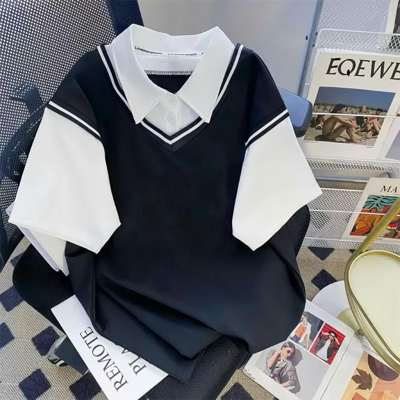 Áo thun Polo-401 ba màu phối sọc tay áo nam nữ chất poly co dãn thoáng mát PTH Menswear