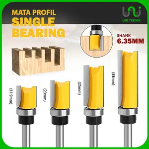 Mata Profil Lurus Single Bearing Flush Trimmer Straight Router Bits As 6.35mm x 12.7mm Shank ¼ Woodworking Mata Router Kayu