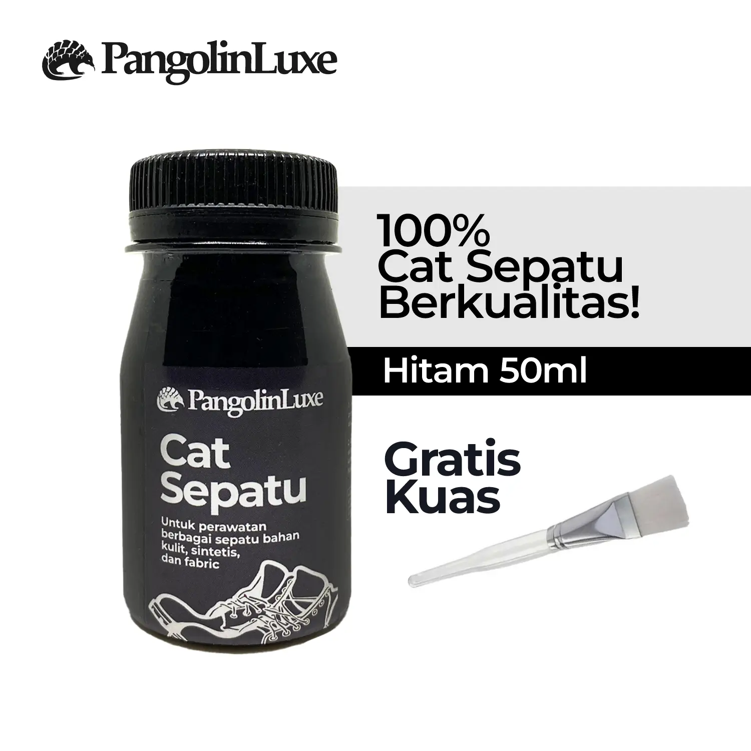 PangolinLuxe Cat Sepatu Hitam 50ml Kulit Suede Canvas untuk Perawatan Sepatu Tas Jaket Pewarna & Perawatan Sepatu Kulit Berkualitas Tinggi