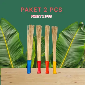Paket 2 pcs Sapu Lidi Tebah Kasur Premium 2 pcs - Gagang Plastik Kuat dan Ergonomis