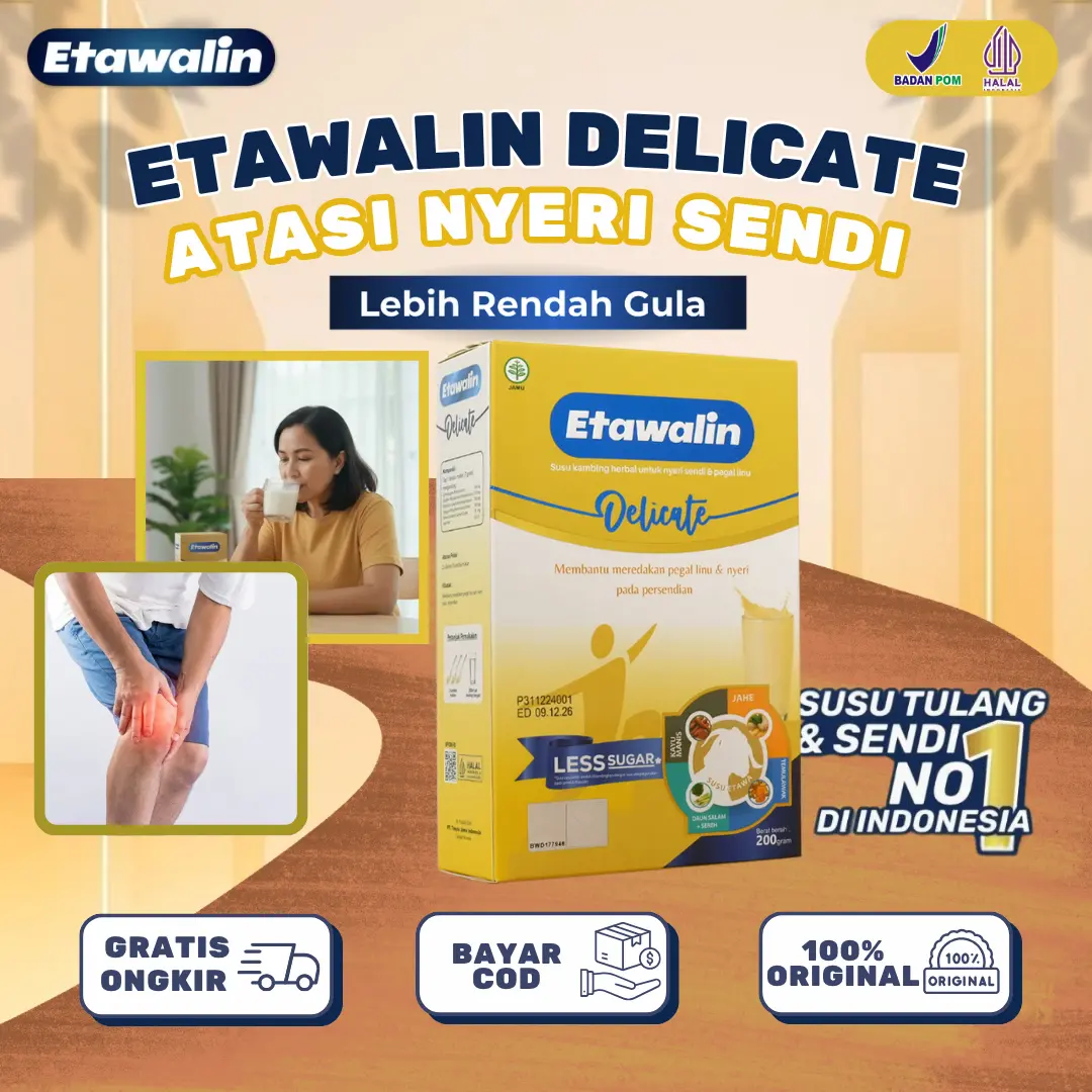 ETAWALIN Delicate Less Sugar 200gr Ori ASLI Atasi Nyeri Sendi dan Tulang Rendah Gula, Etawalin Less Sugar Paket 1 BOX