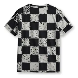 kaos travel friendly kaos motif floral kaos printing glow in dark Pola Papan Catur Hitam dan Putih dengan Goresan Sikat Bertekstur pada Setiap Kotak yang Menciptakan Efek Visual Dinamis kaos collab artis kaos travel friendly