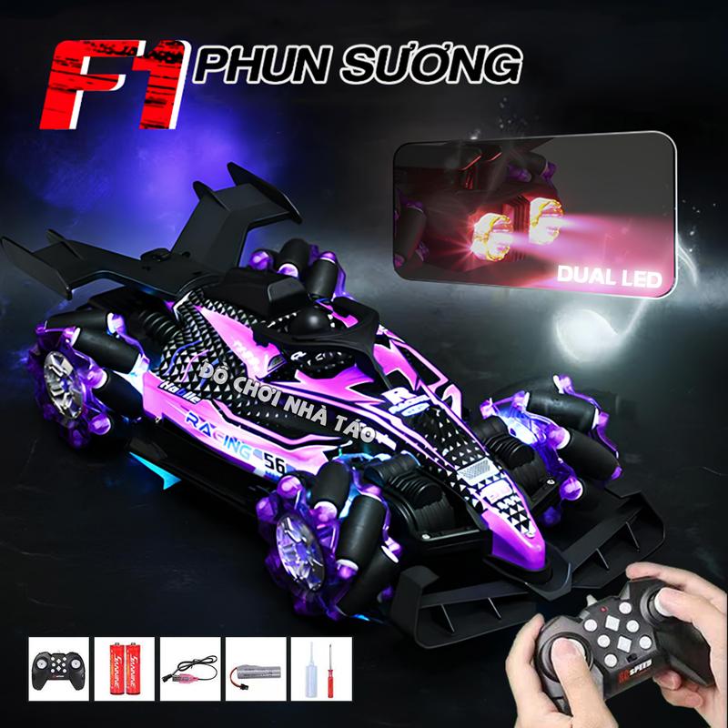  Siêu xe F1 xả khói phun sương pin sạc âm thanh đèn led điều khiển nhiều kênh. Đồ chơi xe ô tô điều khiển từ xa cho bé Toy 