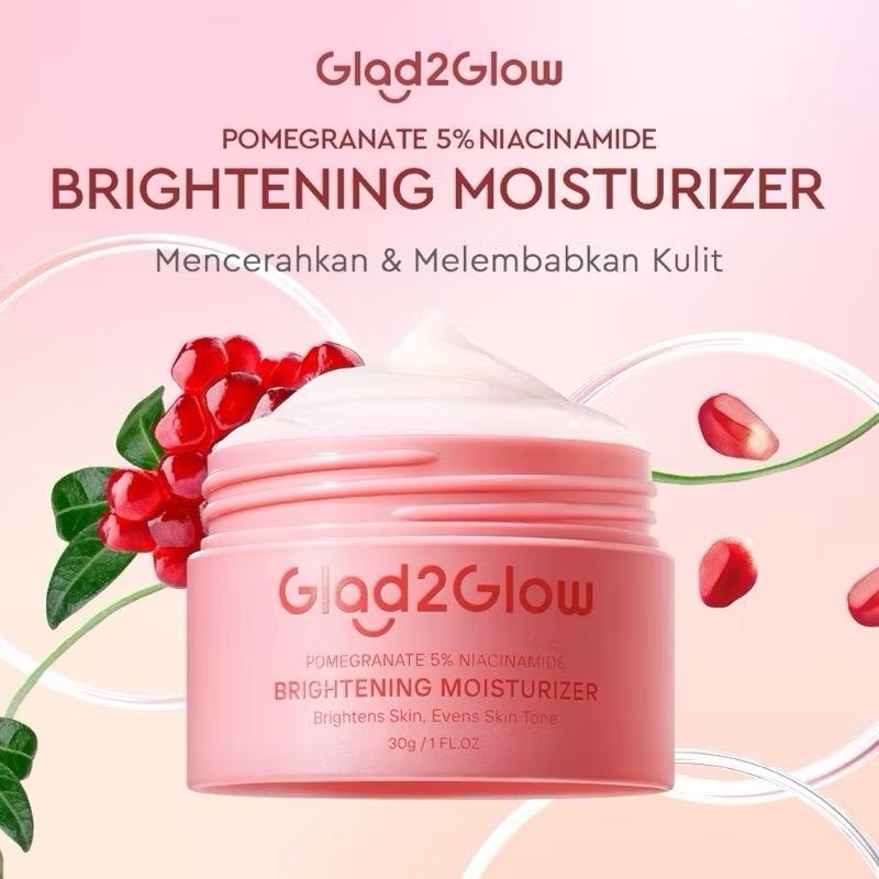 GLAD2GLOW Brightening Moisturizer Pomegranate Niacinamide Extract Hitam Mencerahkan Wajah Pencerah Pelembab Glowing whitening bright Mencerahkan Melembabkan Kulit skin skincare G2G 1