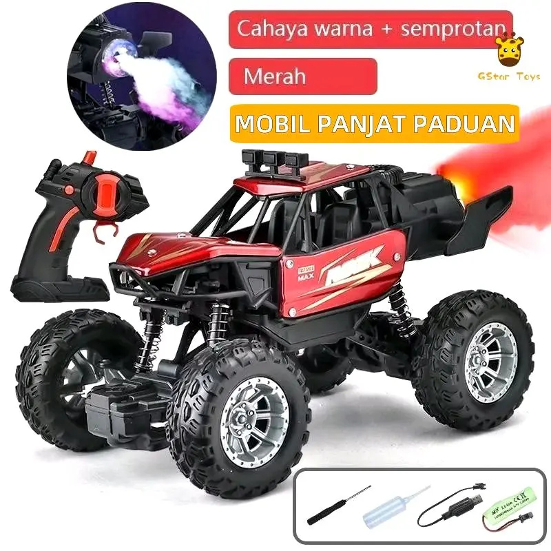 mainan mobil remote control besi rc offroad crawler waterproof bisa main air ada lampu dan asap 6